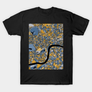 London Map Pattern in Blue & Gold T-Shirt